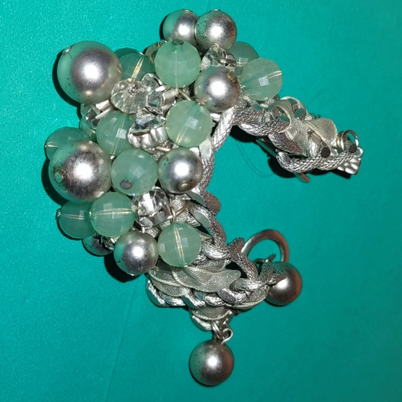 HP Aqua & Silver Bead Braided Cluster Bracelet - Picture 4 of 14